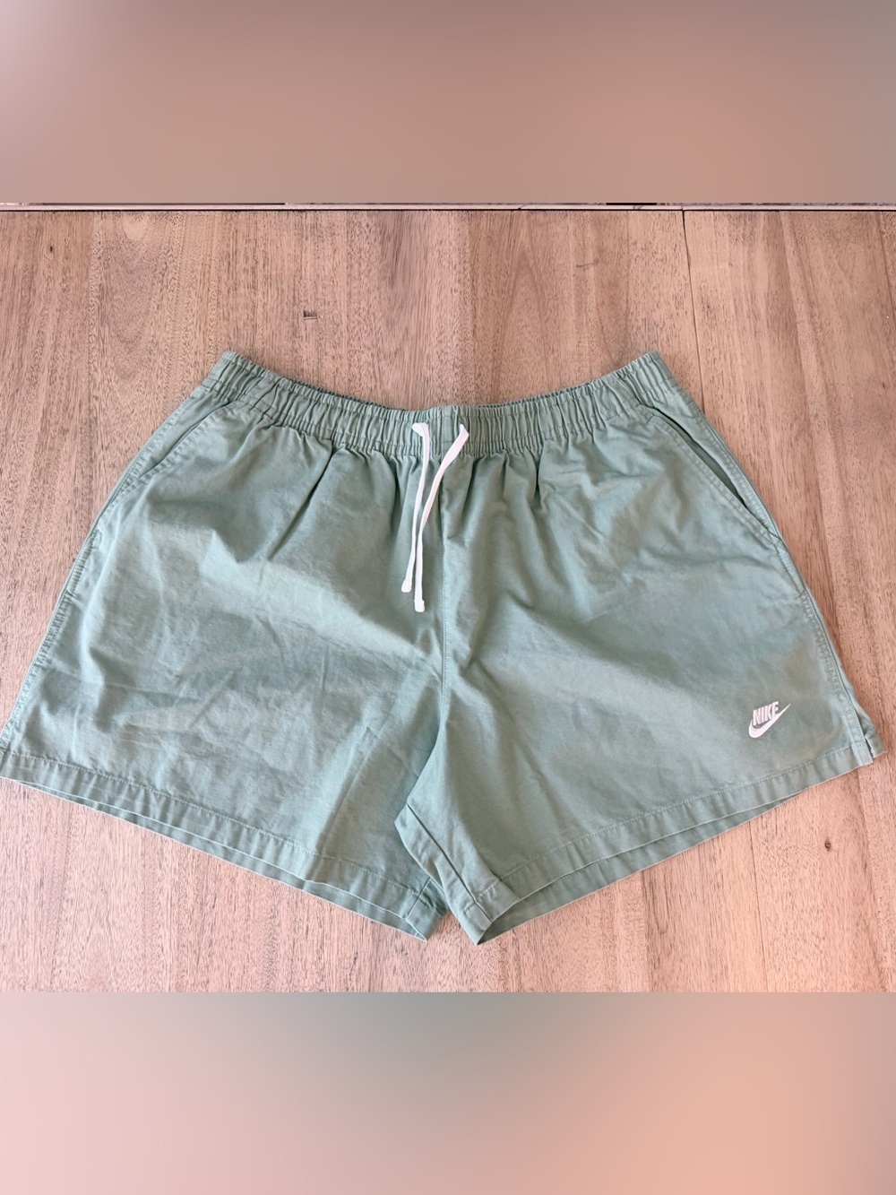 Nike Club Woven Light Sage Moss Green Drawstring Athletic Shorts